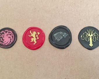 Game of Thrones House Targaryen, Lannister, Stark, Greyjoy Wax Seal Stickers