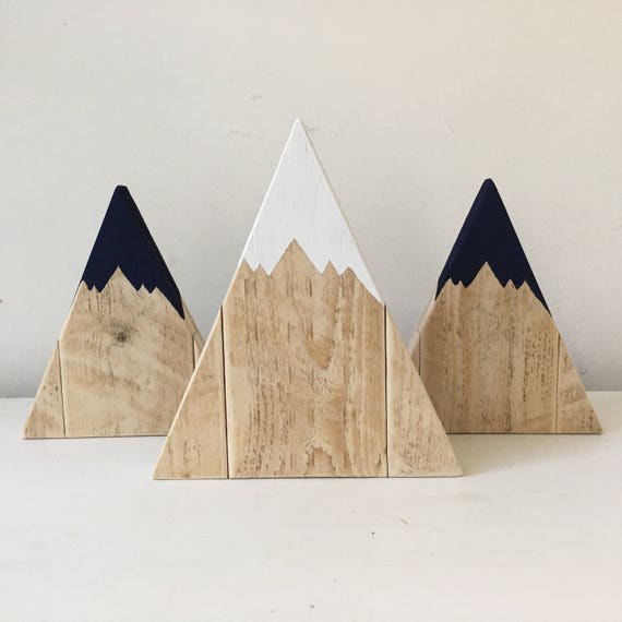 Wooden Mountain Set Nursery Decor Painted Wooden Mountains