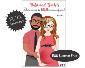 Couples EOS Lip Balm Baby Shower Favor, EOS Baby Shower Favor, Lip Balm Baby Shower Favor, Baby Bump Shower Favor, Custom EOS Lip Balm Favor