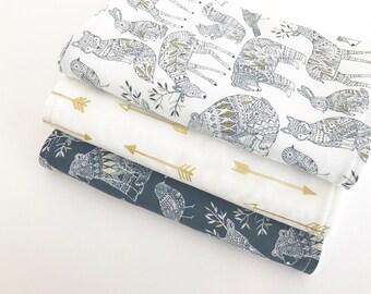 Baby Burp Cloths Set of 3, Baby Gift, Baby Shower, Newborn Burp Cloths, Baby Boy Burpcloths, Woodland Burpcloths