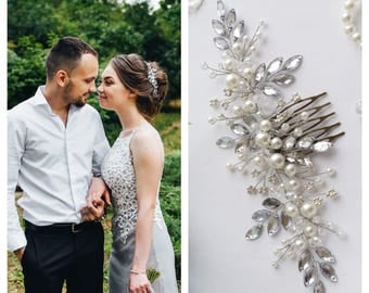 Swarowski Bridal hair comb,Crystals Bridal Wedding, Headband,Hairpiece Bridal Hair Vine,Wedding hair-vine,pearl hair vine 251