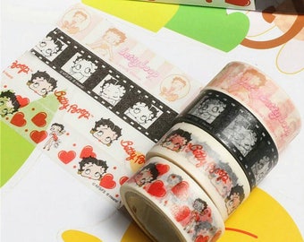 4 rolls of Betty Boop Washi Tape Set Masking Tape Decorative Tape DIY Scrapbooking Planner Cute Washi Tapes