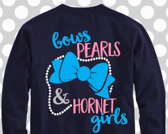 Bows, Pearls and Hornet Girls svg, Hornets svg, Hornet svg, Cut file, SVG, Hornet clip art, Download, football, commercial use ok, dxf