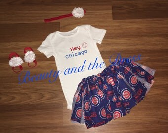 Chicago cubs inspired tutu set, chicago onesie, chicago tutu, chicago tutu set, chicago cubs tutu, cubs tutu set