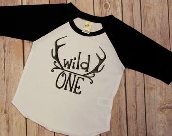 Wild One Birthday Shirt, Wild One, Wild One Raglan Birthday Shirt, Wild One Boys Birthday, Boys Birthday Shirt, Boys Raglan Shirt