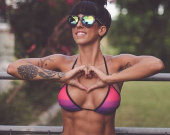 Nova Bikini Set - Purple and Pink String Bikini - Brazilian Bikini - sexy bikini - cheeky bikini - triangle top