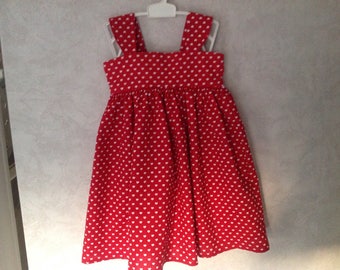 Dress with Red Suspenders with white hearts