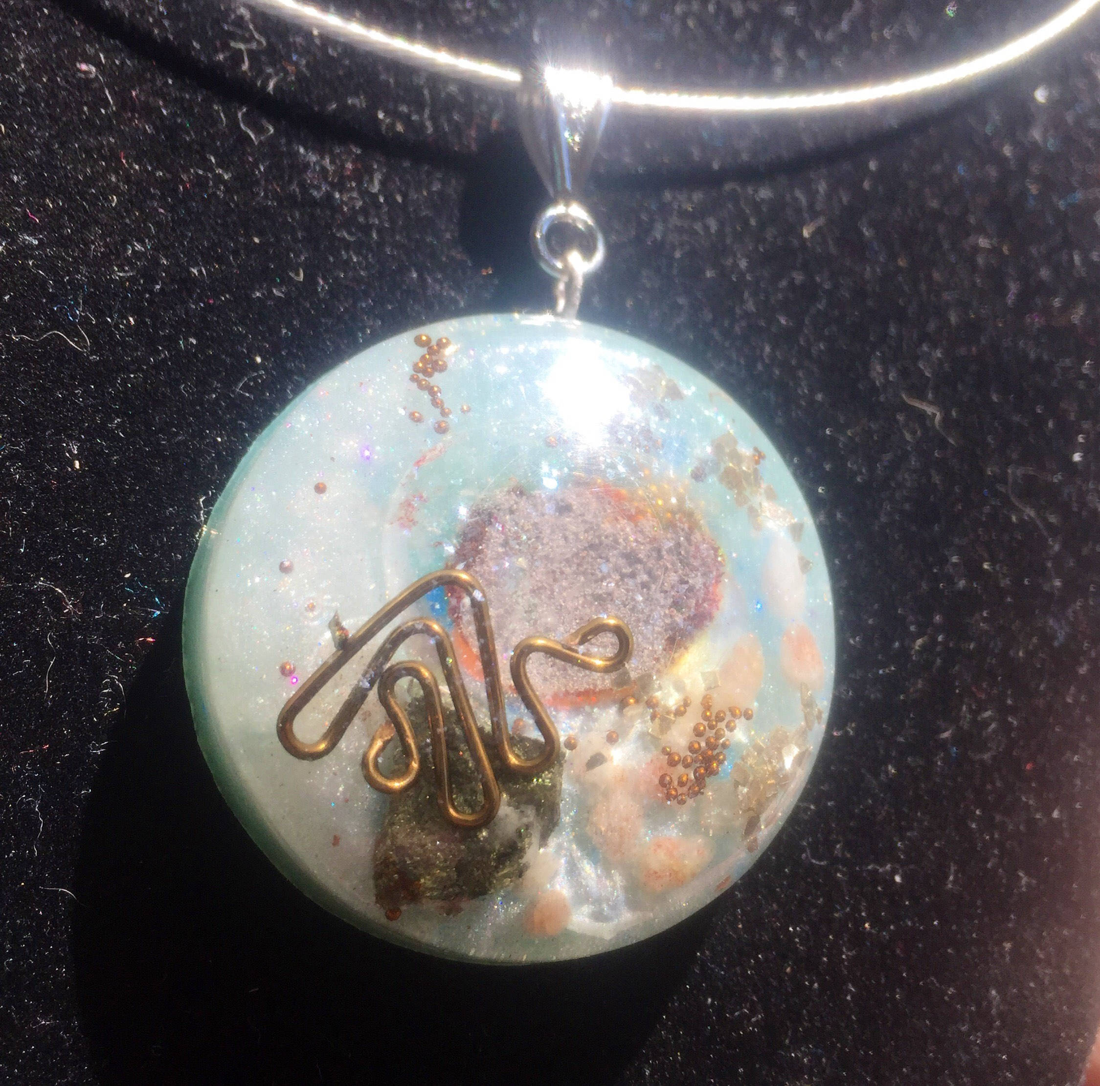 Phoenix Feather and Himalayan Salt Green Orgonite Pendant- Empath Protection- Negative Spirit ...