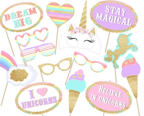 Printable Unicorn Photo Booth Props | unicorn party photo booth props printable instant download Printable Unicorn Photo Booth Props | unicorn party photo booth props printable instant download