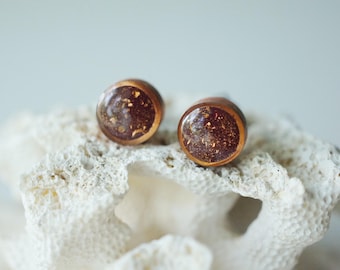 balance original | 9mm eco-friendly copper earrings made of recycled copper - minimal design - stainless steel post - readymade: metal fleck