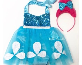 Princess Poppy girl blue dress tutu sparkle romper