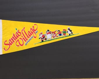 Santa's Village Jefferson NH Vintage Pennant 8 inches x 25 inches
