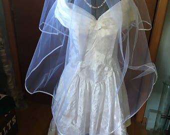 Vintage 1980's Alfred Angelo White Mini Wedding Dress