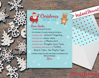 Printable Christmas Wish List Dear Santa Letter Letter to
