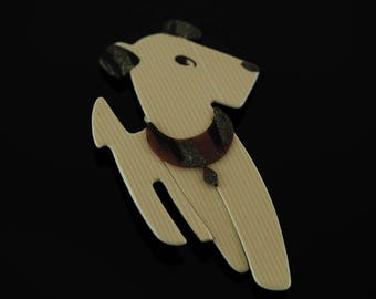 LEA stone brooch. Ric the Terrier. Dog. Dog.