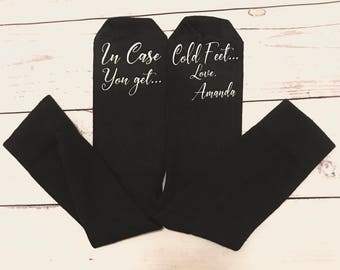 Groom Socks/ Wedding Gift Socks/ In Case You Get Cold Feet/ Personalized Gift From Bride/ Wedding Day Socks/ Custom Wedding Gift