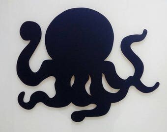 Memo slate silhouette squid Octopus wood painting
