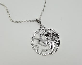 Game of Thrones Targaryen Dragon Sigil Necklace, Mother of Dragons, Birthstone Jewelry, Game of Thrones Jewelry