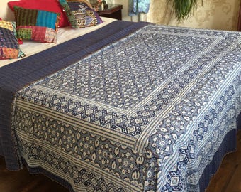 Blue kantha quilt | Etsy