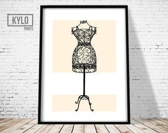 French Dress Form, Fashion print, Printable Art, Mannequin Print, Contemporary Wall art, Dress Form Print, Fashion Poster, Fashion Printable