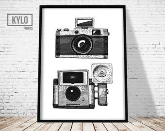 Camera Print, Vintage Camera, Wall Art, Printable Art, Instant Download, Digital Print, Home Decor, Office Decor, Film Camera Print, Gift