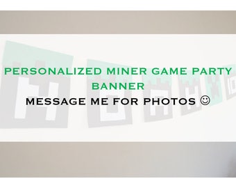MINER GAME PARTY Banner - Felt Miner game birthday banner, Miner game party decor, Personalized party banner, Miner game birthday