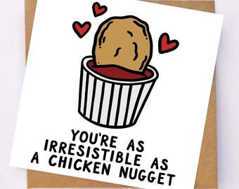Chicken Nugget Card - Anniversary Card For Boyfriend - Anniversary Card For Girlfriend - Funny I Love You Card - Funny Valentines Card