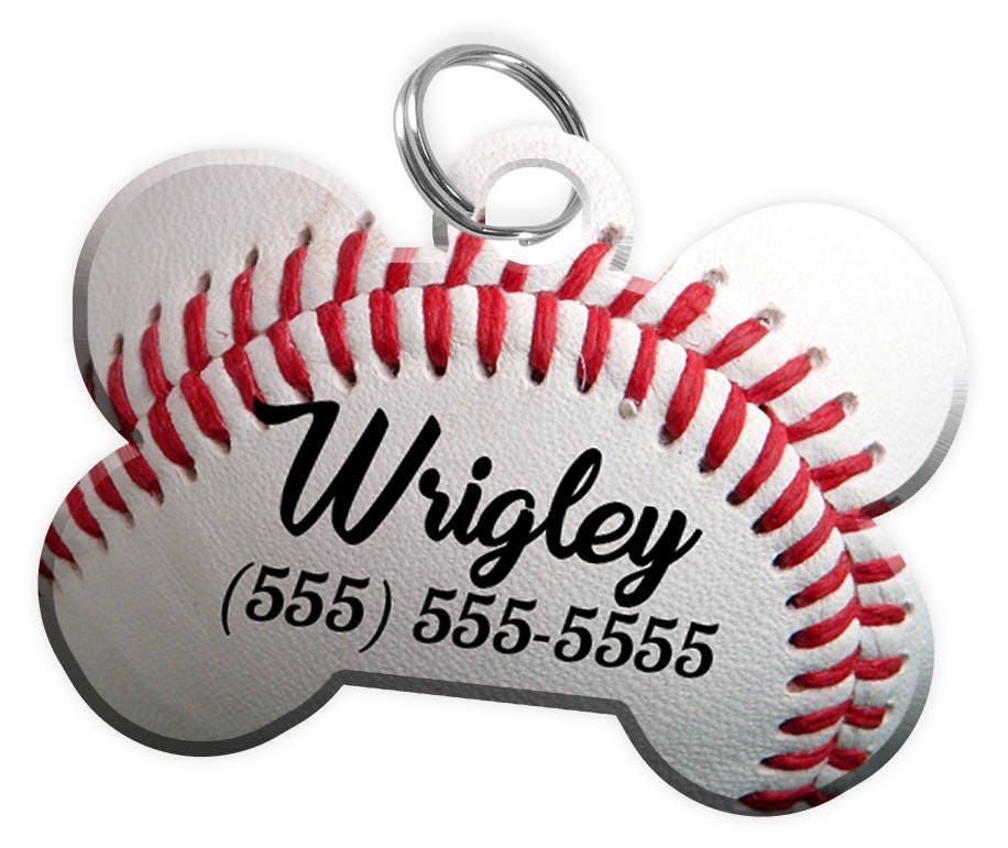 Baseball Personalized Pet ID Dog Tag with Pets Name & Contact