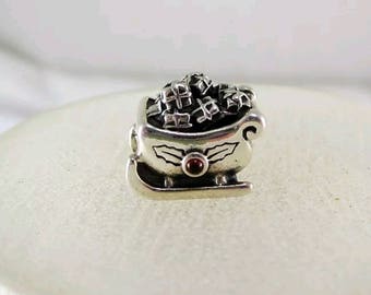 Pandora Santa's Sleigh Charm/New/Ale/s925 /Sterling Silver/ Threaded Core