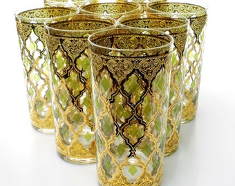 Set of 8 Iconic Midcentury Signed Culver Valencia Highball Glasses