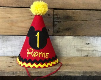 Mickey Mouse cake smash birthday outfit party hat