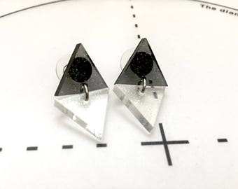 Triangle Stud Earrings - Resin Earrings - Geometric Earrings - Modern Earrings - Stainless Steel - Unique Gift for Her
