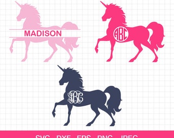 Unicorn Svg, Unicorn vector, unicorn horn svg, Unicorn silhouette, unicorn monogram frames, cricut cut files, silhouette cut files,