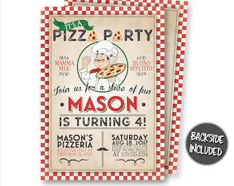 Pizza Invitation, Pizza Party Invitation, Little Chef Invitation, Italian Pizza Party, Birthday, Personalized, Birthday Party, Printables