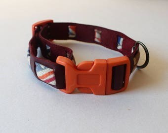 Adjustable cherry red leather dog collar