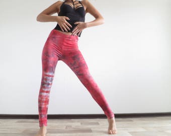 Red leggings size M * Firestarter * tie dye leggings, pants, yoga pants, yoga leggings, Pilates