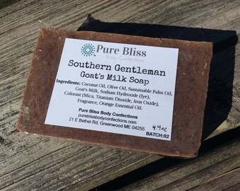 Men's Goats Milk Soap, Southern Gentleman Soap, Vanilla, Orange & Tobacco Soap, Cold Process Soap