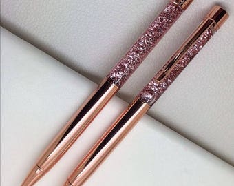 Rose gold floating glitter pen, metallic glitter pen, sparkle pen, bullet journal accessories, school supplies, stationary, rose gold pen