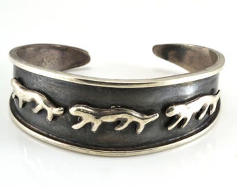 Panther Bracelet, Taxco Bracelet, Sterling Silver, Cuff Bracelet