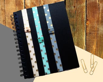 A4 Dots Planner band pen holder, polka dotty pen band, elastic organiser with pencil holder, book page marker holder, gift journal accessori