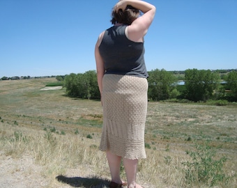 SALE Crochet Skirt 1970s XL 1X 2X Plus Size Vintage Natural Skirt Festival Boho Gypsy Hippie Prairie Country Chic