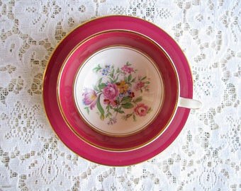 Red Windsor cup Flower cup Mother gift for grandmother Collection teacup collection Collectible gift xmas Tea party decor Garden collection