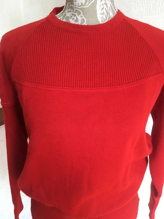 Vintage red sweater/French vintage/70's/ Made in