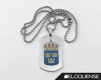 Three Crowns Pendant, Tre Kronor, Swedish Emblem Pendant, National Emblem of Sweden, Coat of Arms of Sweden - Laser Marked