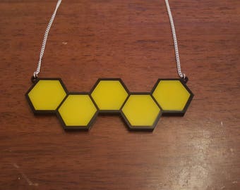 Honeycomb statement laser cut necklace