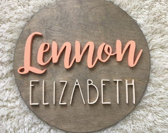24" Round Custom Name Wood Sign • Wood Cutout • Nursery Decor • Name Cutout • Wood Cutout • Custom • Nursery Name Sign • Wood Decor