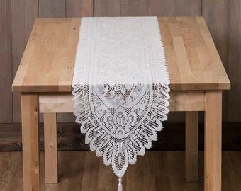 LACE TABLE RUNNER / Vintage / Ivory / Wedding / 13x72 inches