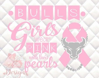 Buffalo Bulls Pink and Pearls - Breast Cancer Awareness - SVG, Silhouette studio and png bundle
