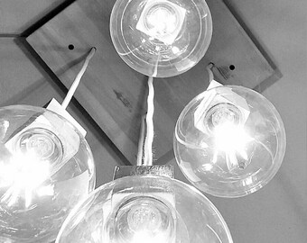 5 Oak Bulbs chandelier Shabby