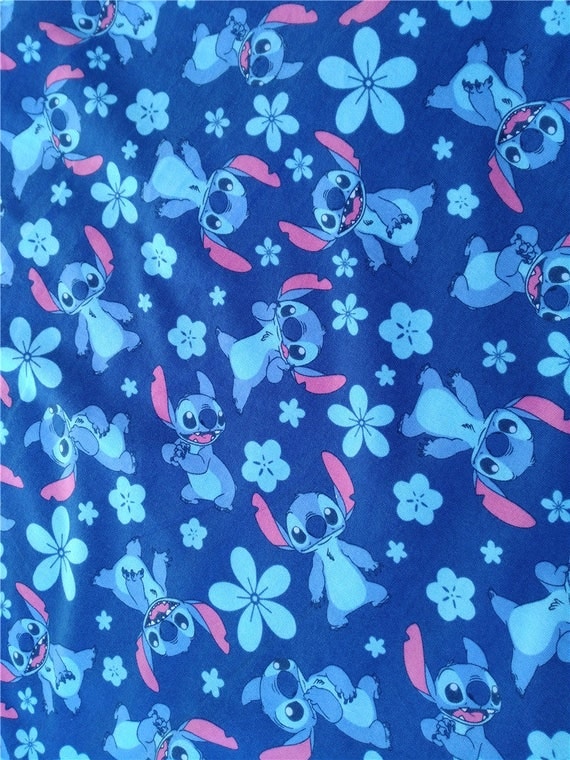 50160cm Disney Stitch Fabric Cotton Lycra Fabric Cartoon 1254